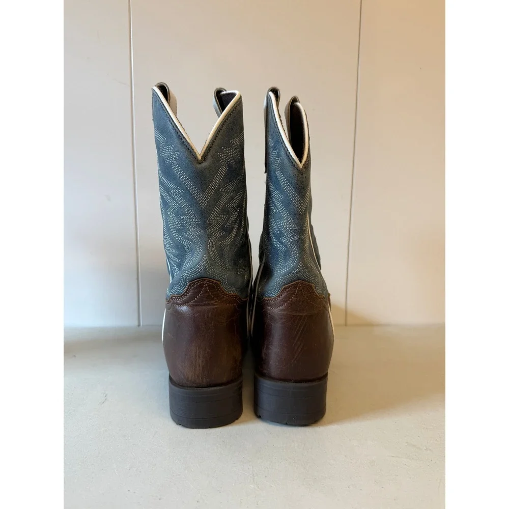 Cody James Boys Walker Western Boots Brown Blue Square Toe BCBSP23P5 Size 6.0 D